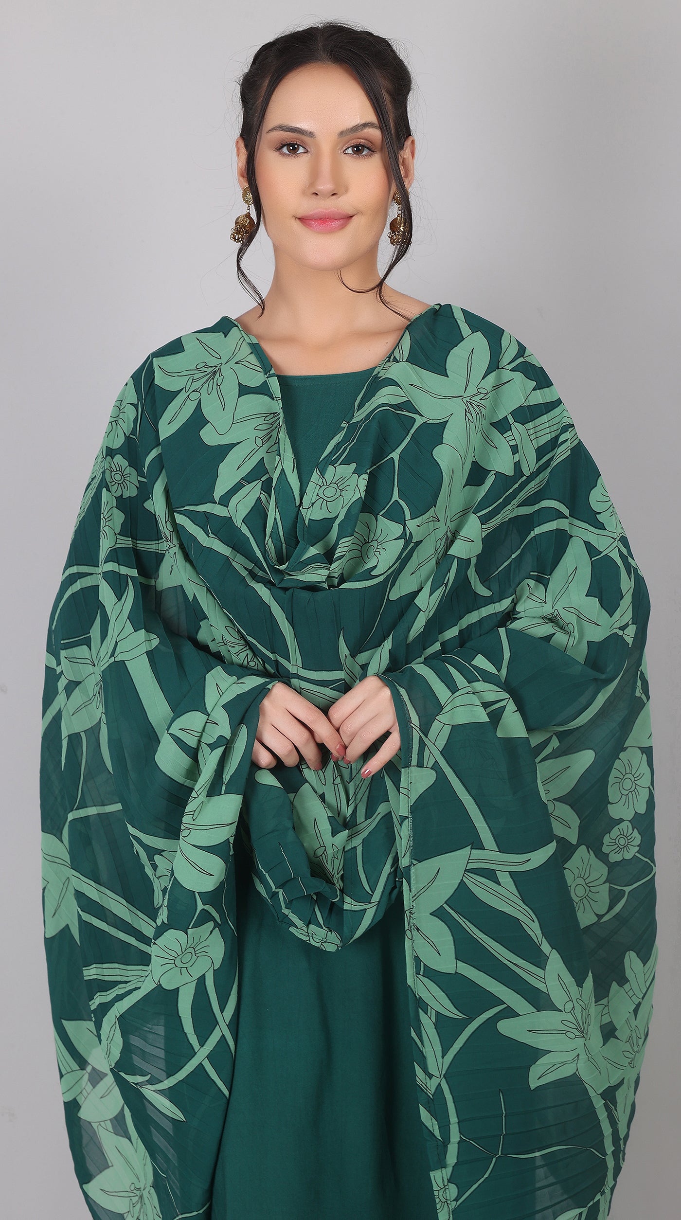 Green Rayon Straight-Cut Kurta Set with Georgette Dupatta