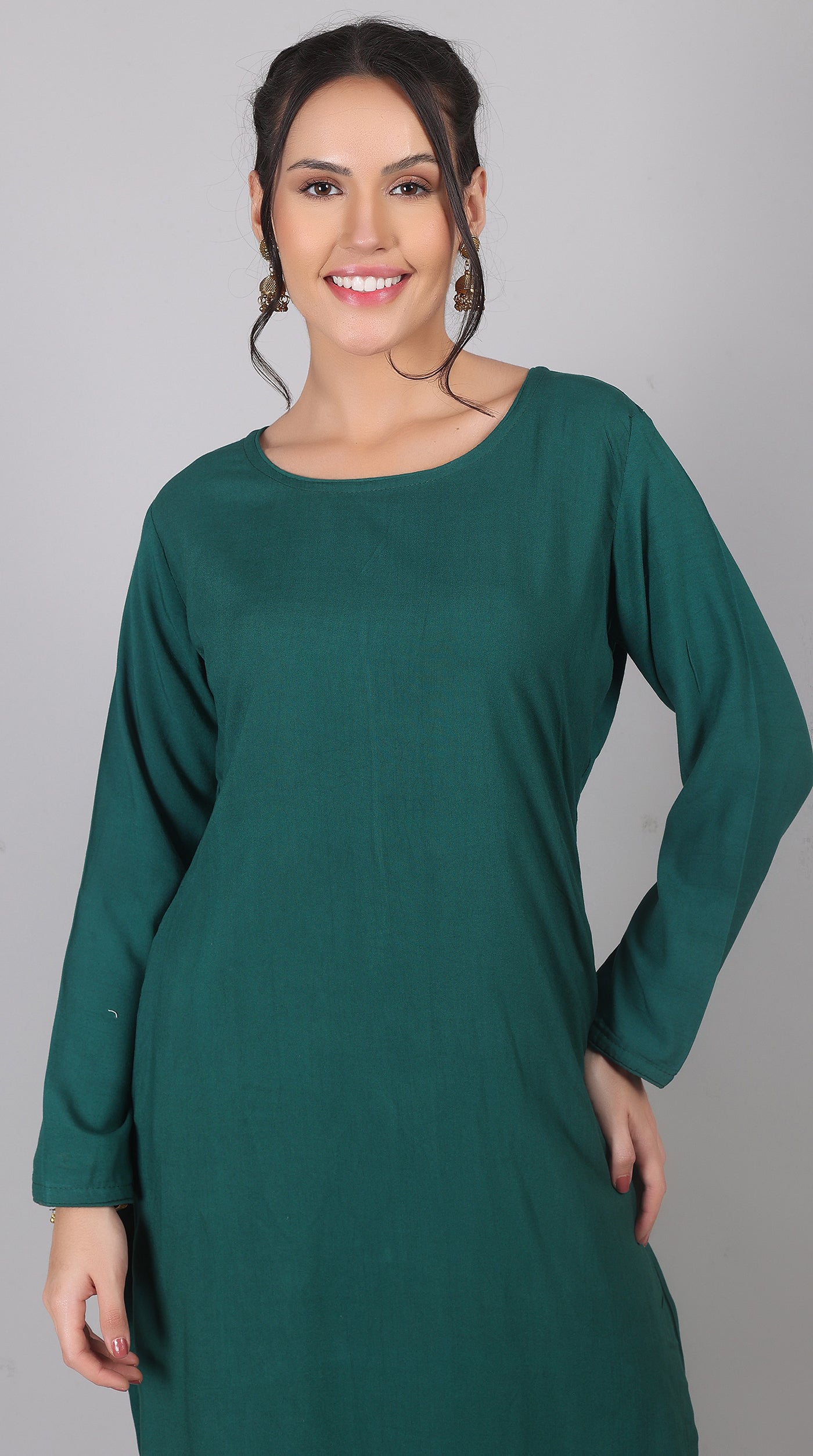 Green Rayon Straight-Cut Kurta Set with Georgette Dupatta