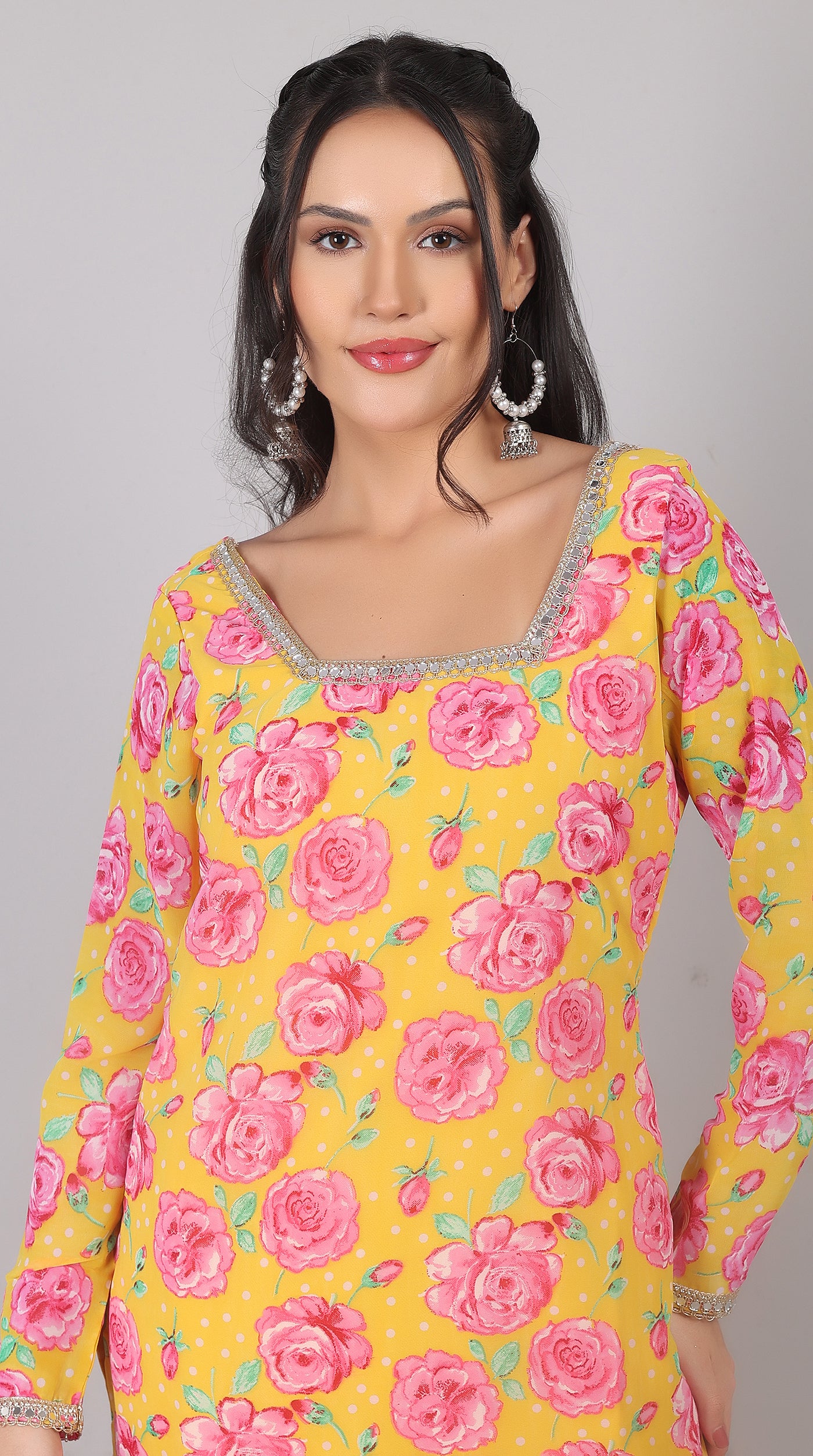Yellow Georgette Suit Set with Dupatta
