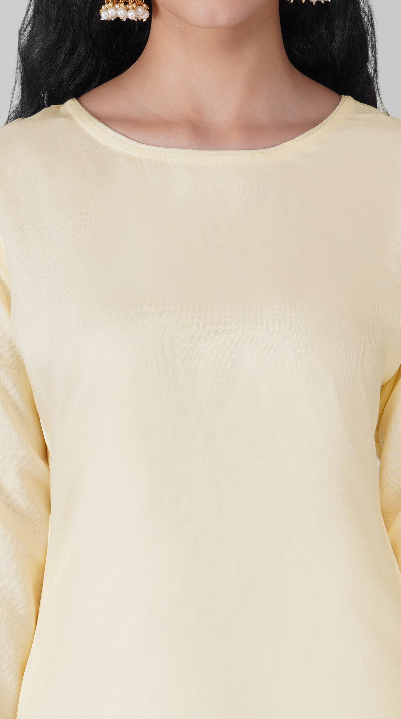 Full-length plain ivory suit with matching salwar