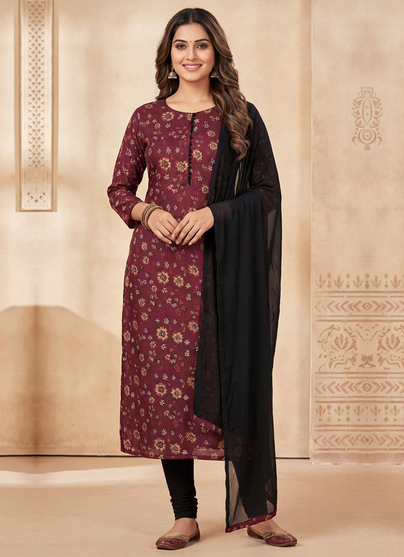 Long Length Kameez with Trousers & Dupatta