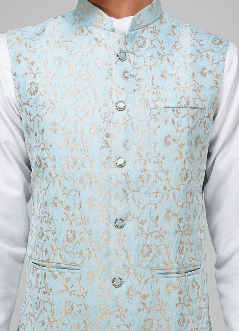 Men's Light Blue Brocade Jacket
