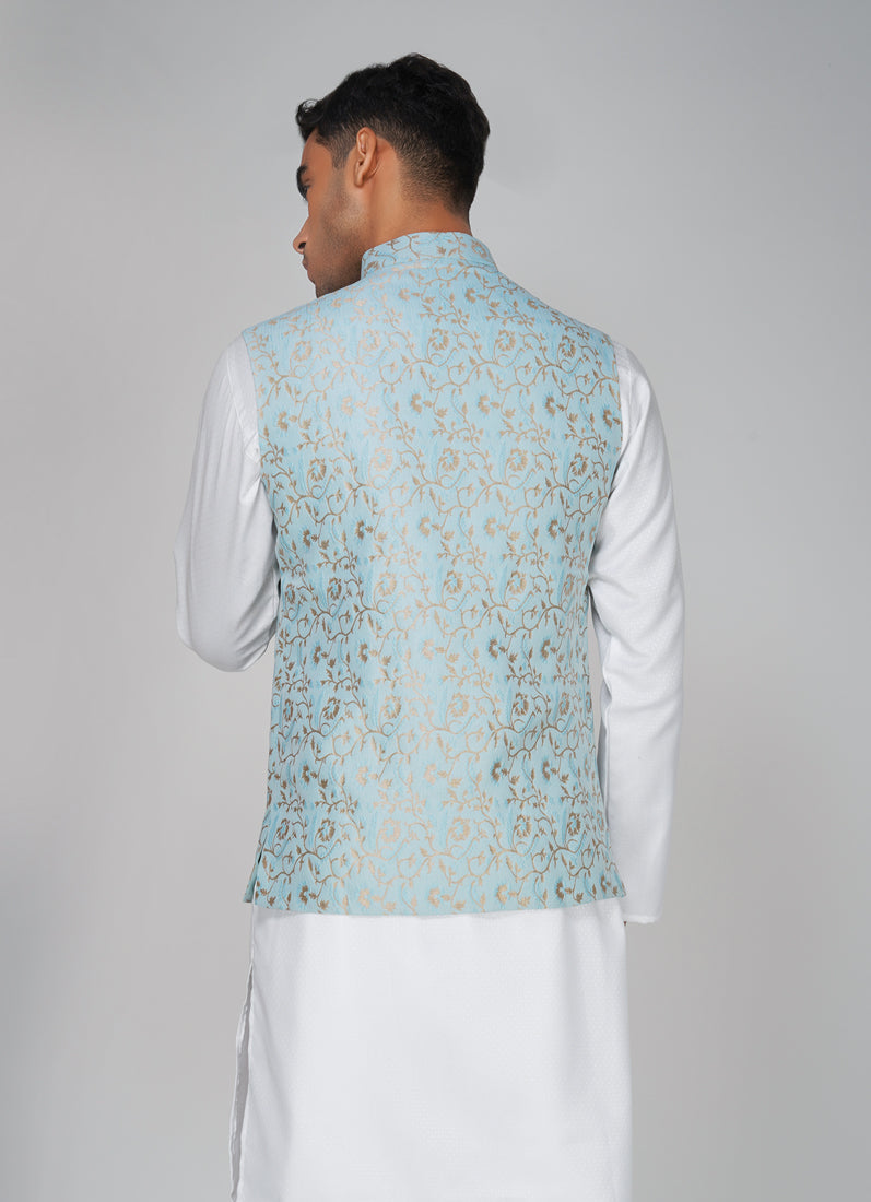 Men's Light Blue Brocade Jacket