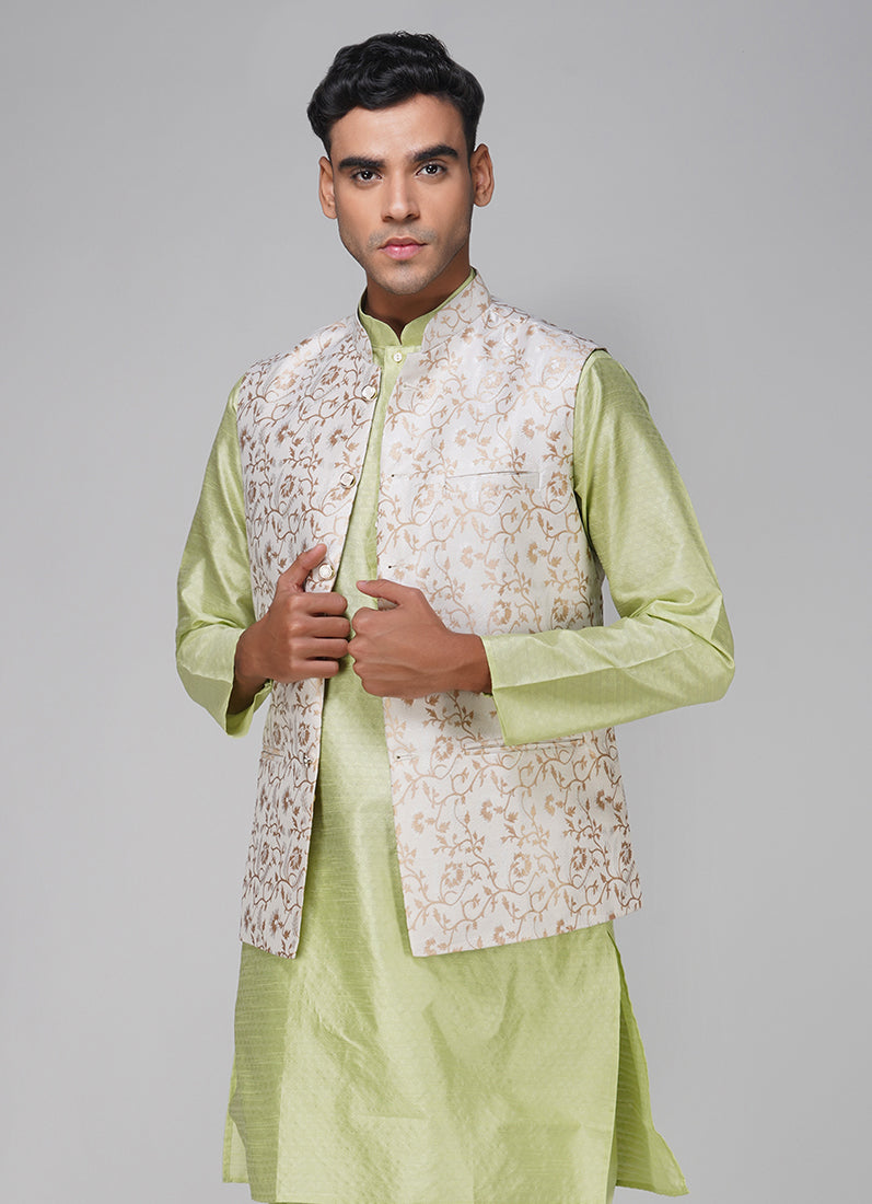 Men's Cream Brocade Jacket