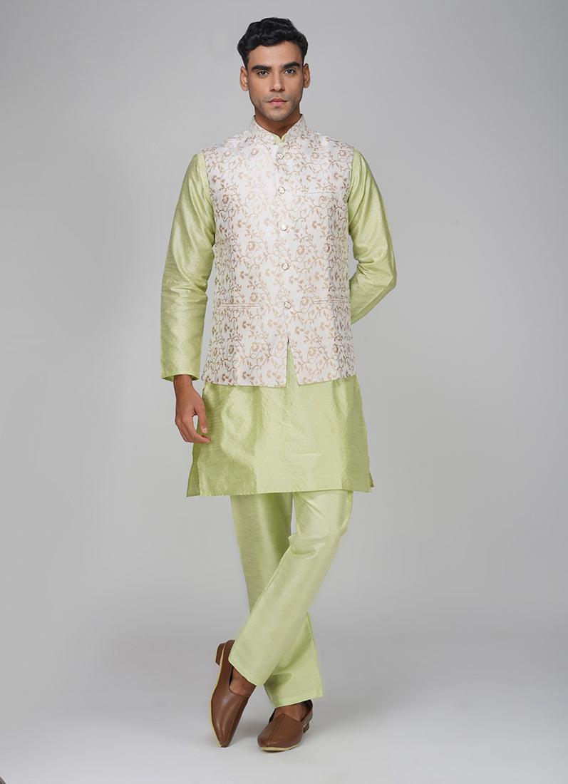 Men's Cream Brocade Jacket