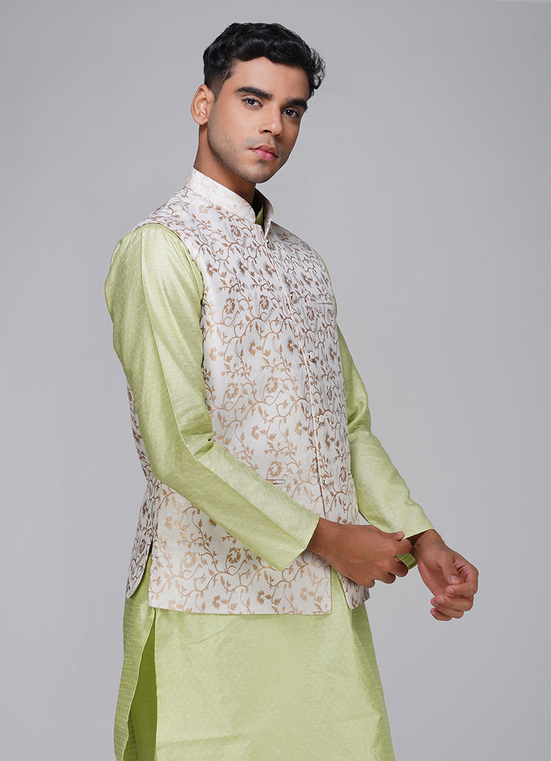 Men's Cream Brocade Jacket