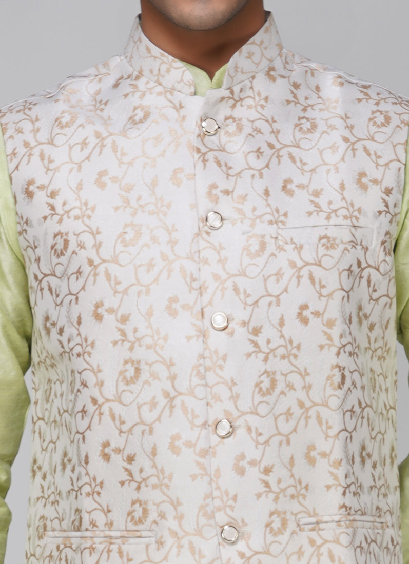 Men's Cream Brocade Jacket