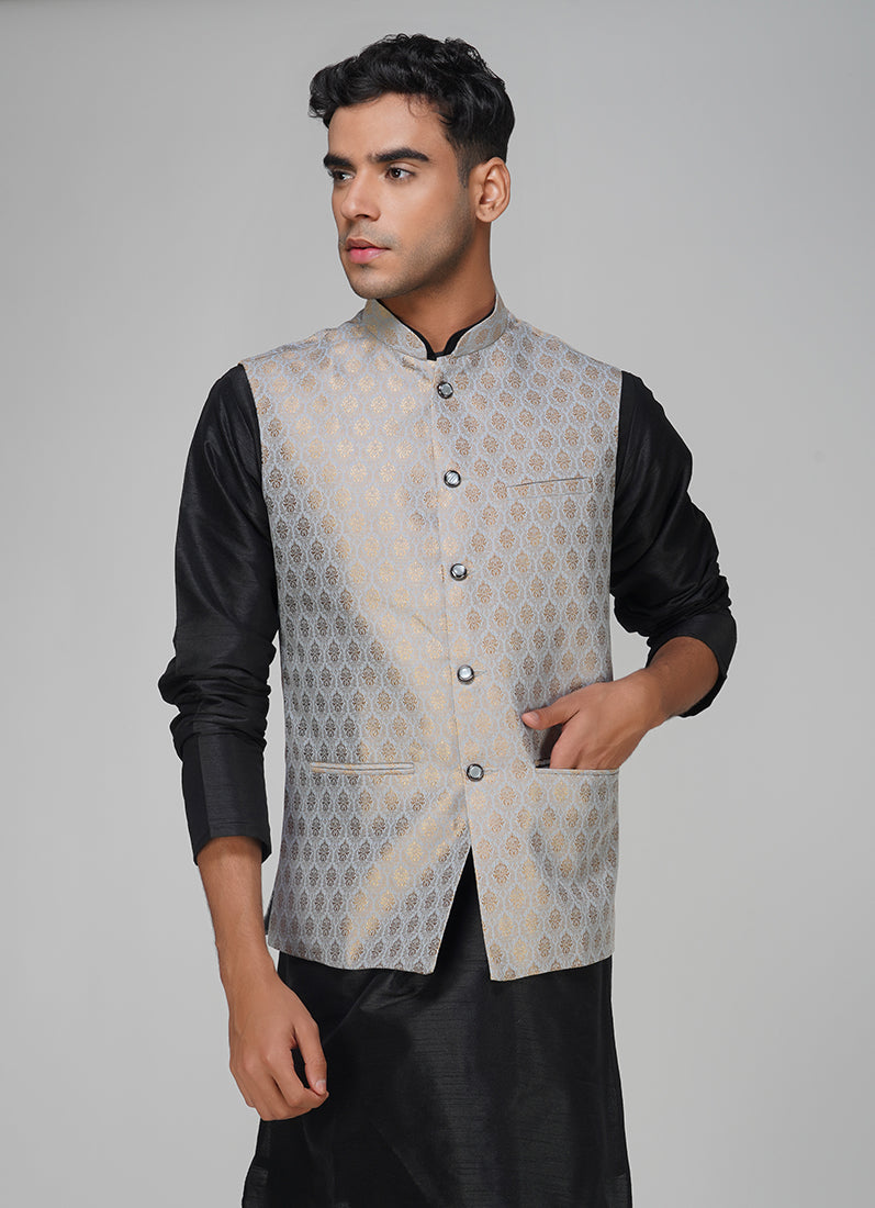 Men's Grey Brocade Jacket