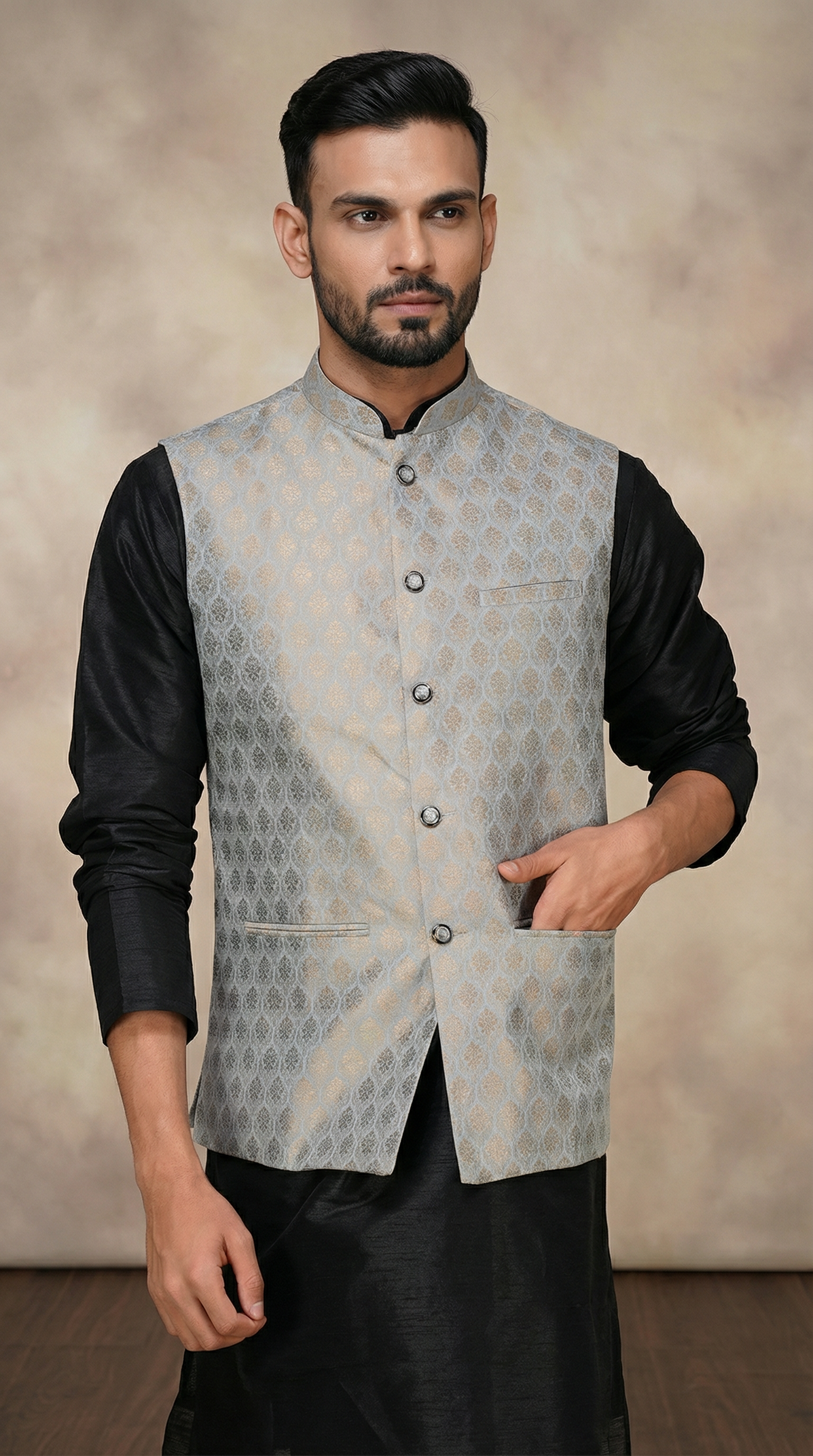 Men's Grey Brocade Jacket