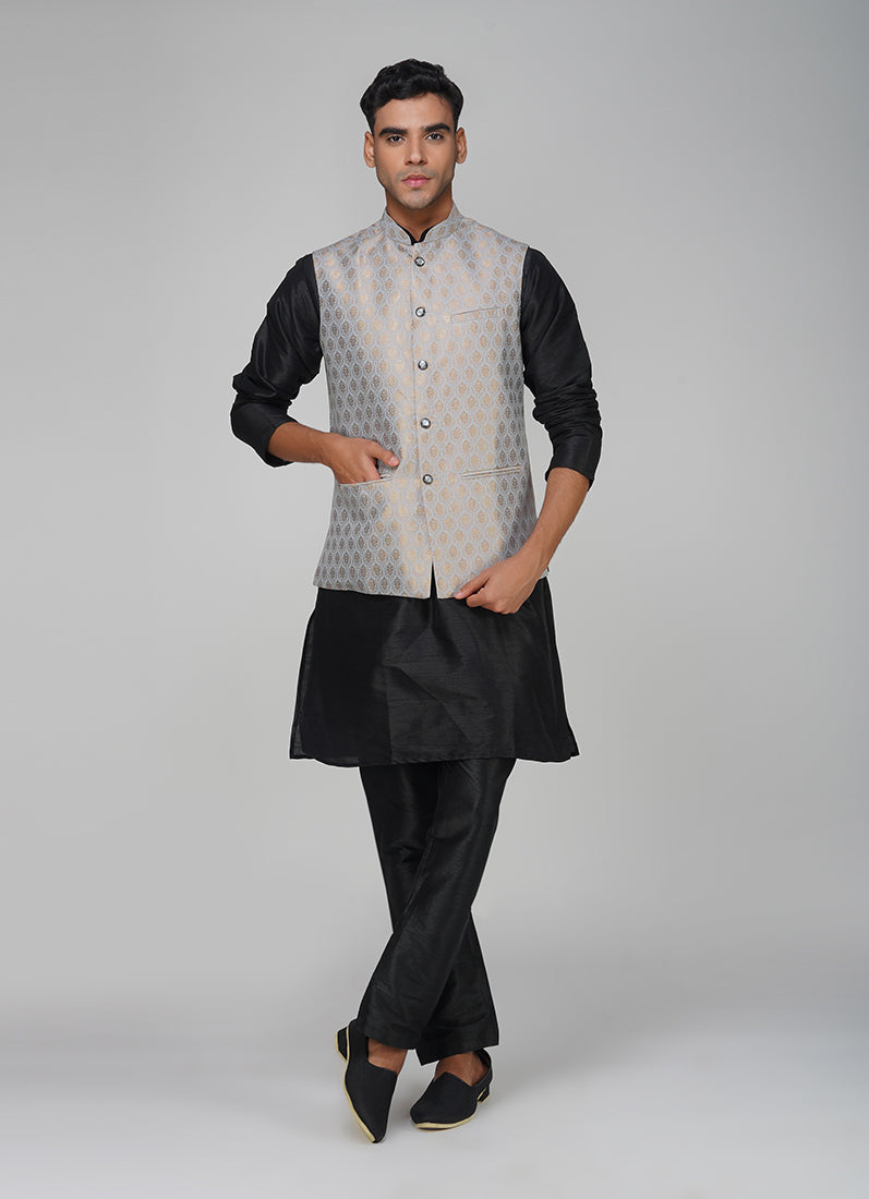 Men's Grey Brocade Jacket