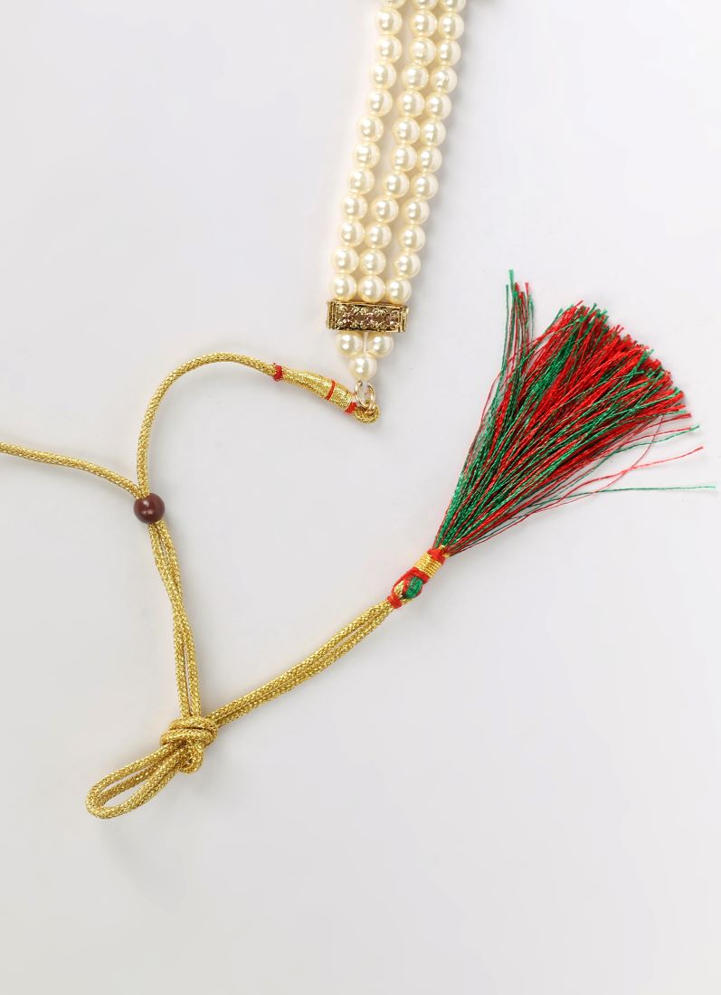 Men’s Gold Diamonte Sherwani Necklace – Five-Layer Wedding Mala