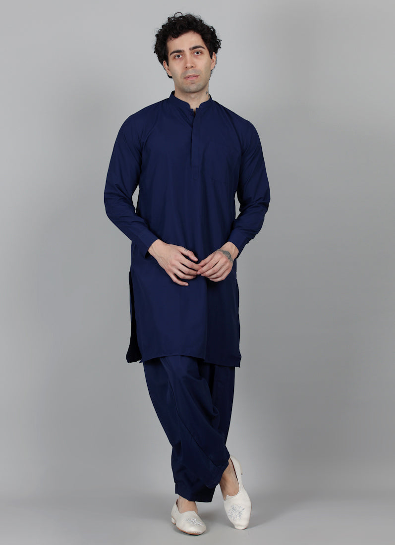 Men's Navy Blue Salwar Set