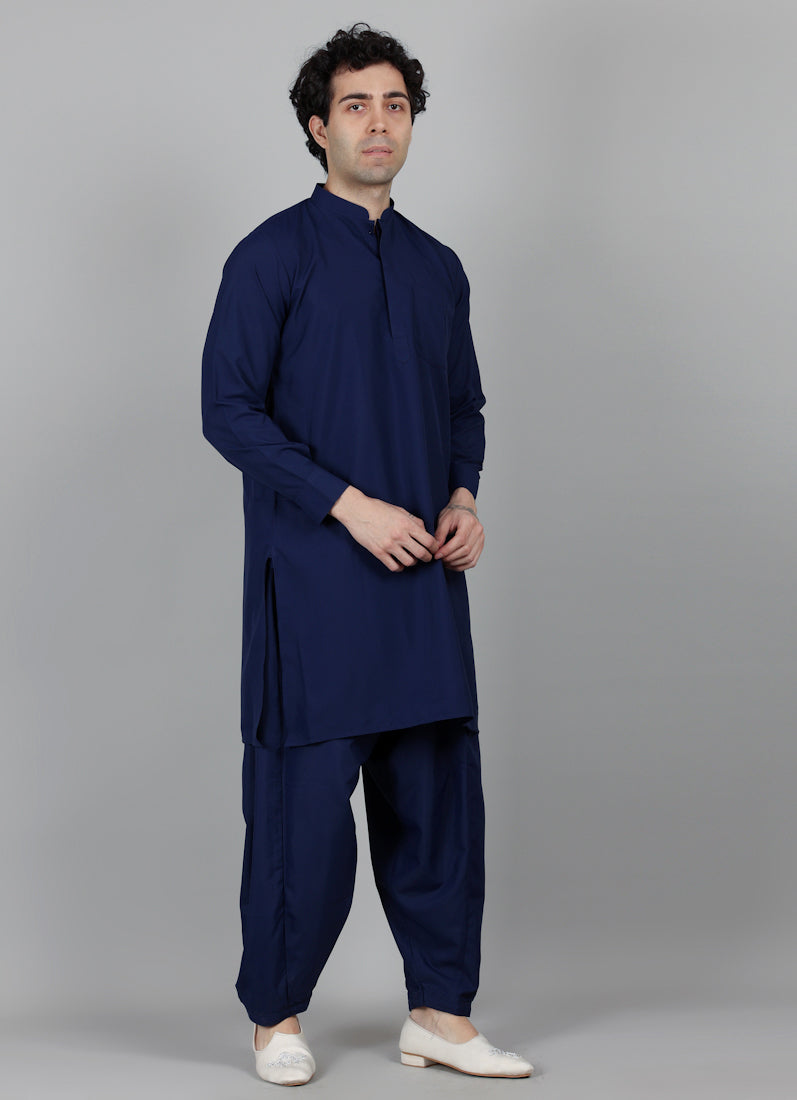 Men's Navy Blue Salwar Set