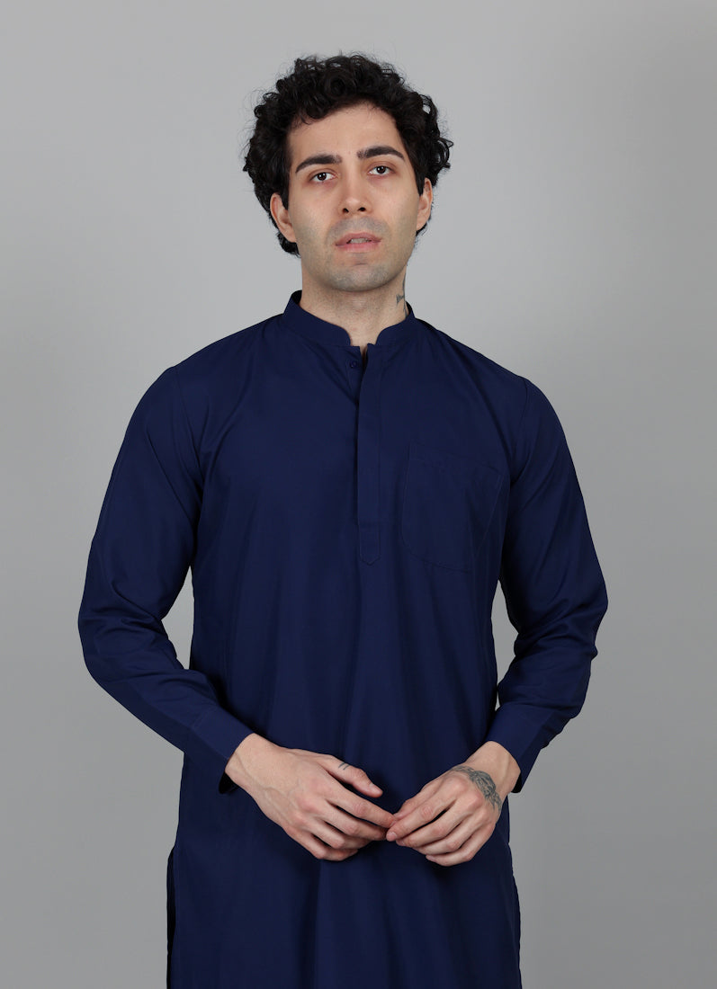 Men's Navy Blue Salwar Set