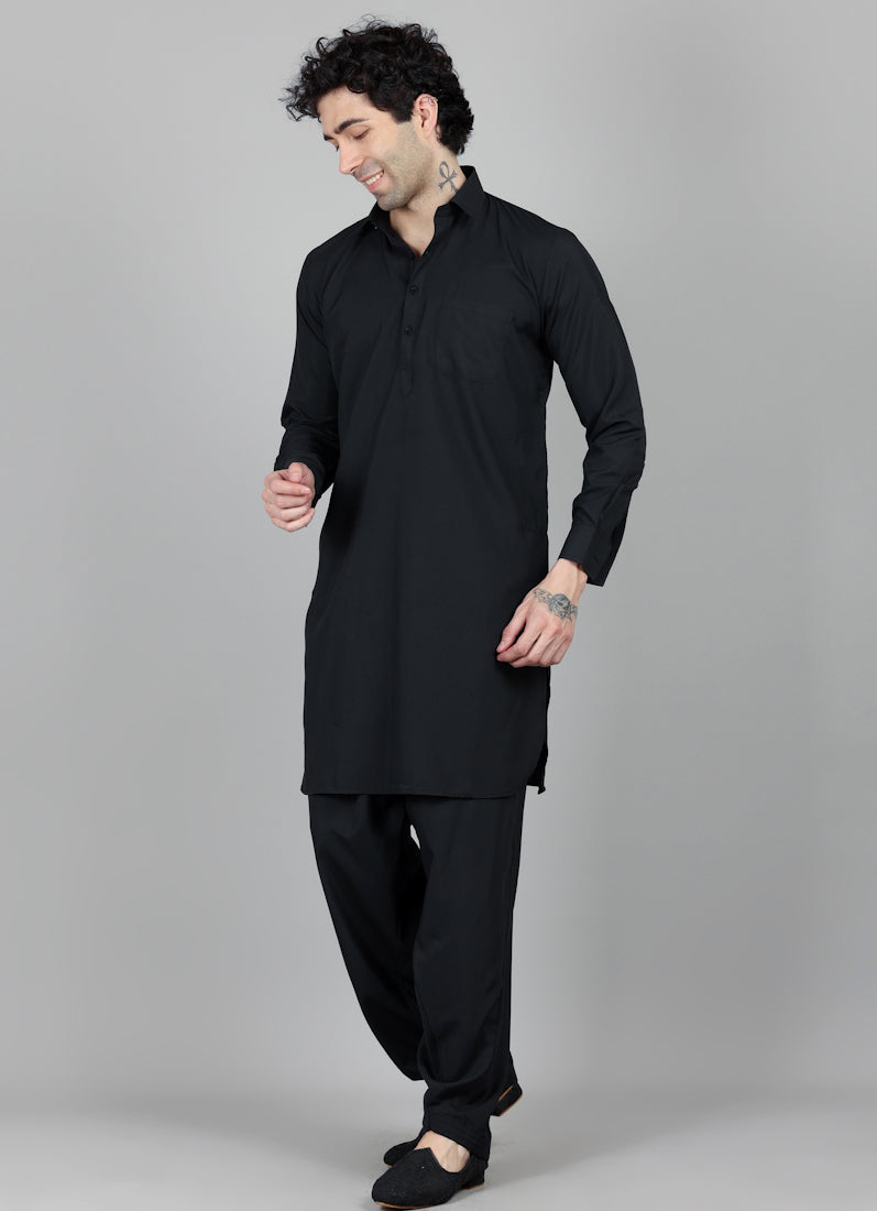 Men's Black Pathani Set