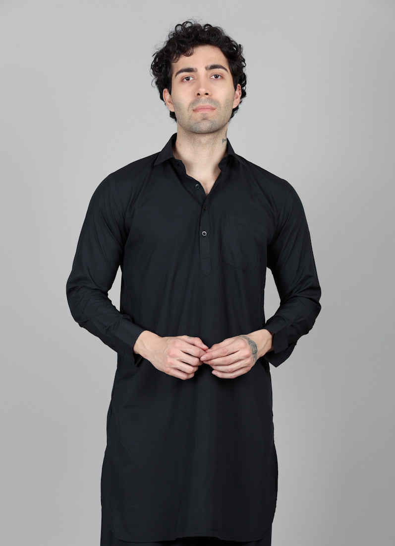 Men's Black Pathani Set