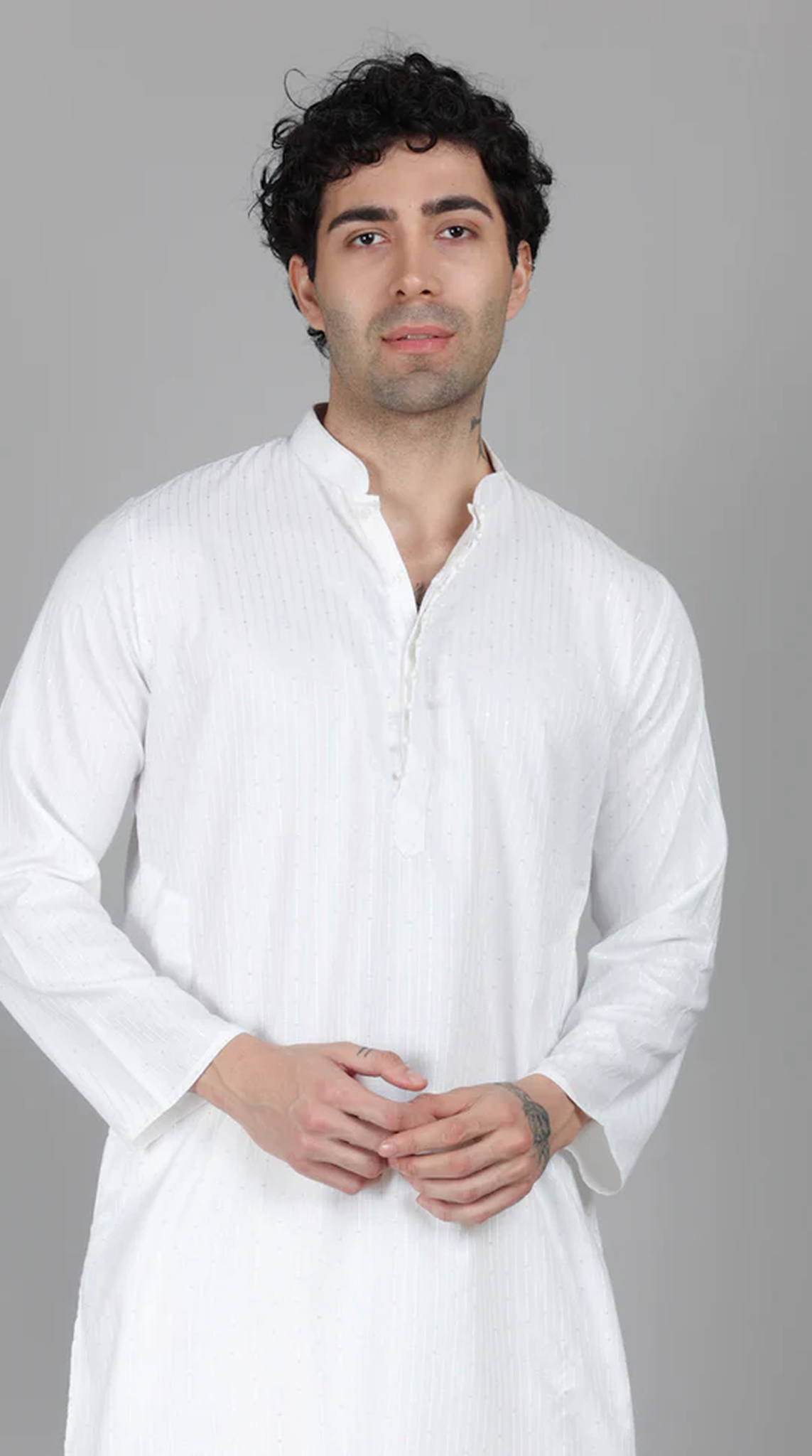 Men's Silver Sequin Embroidered Salwar Set