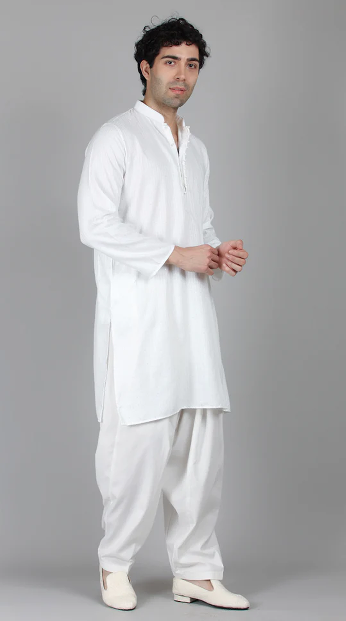 Men's Silver Sequin Embroidered Salwar Set