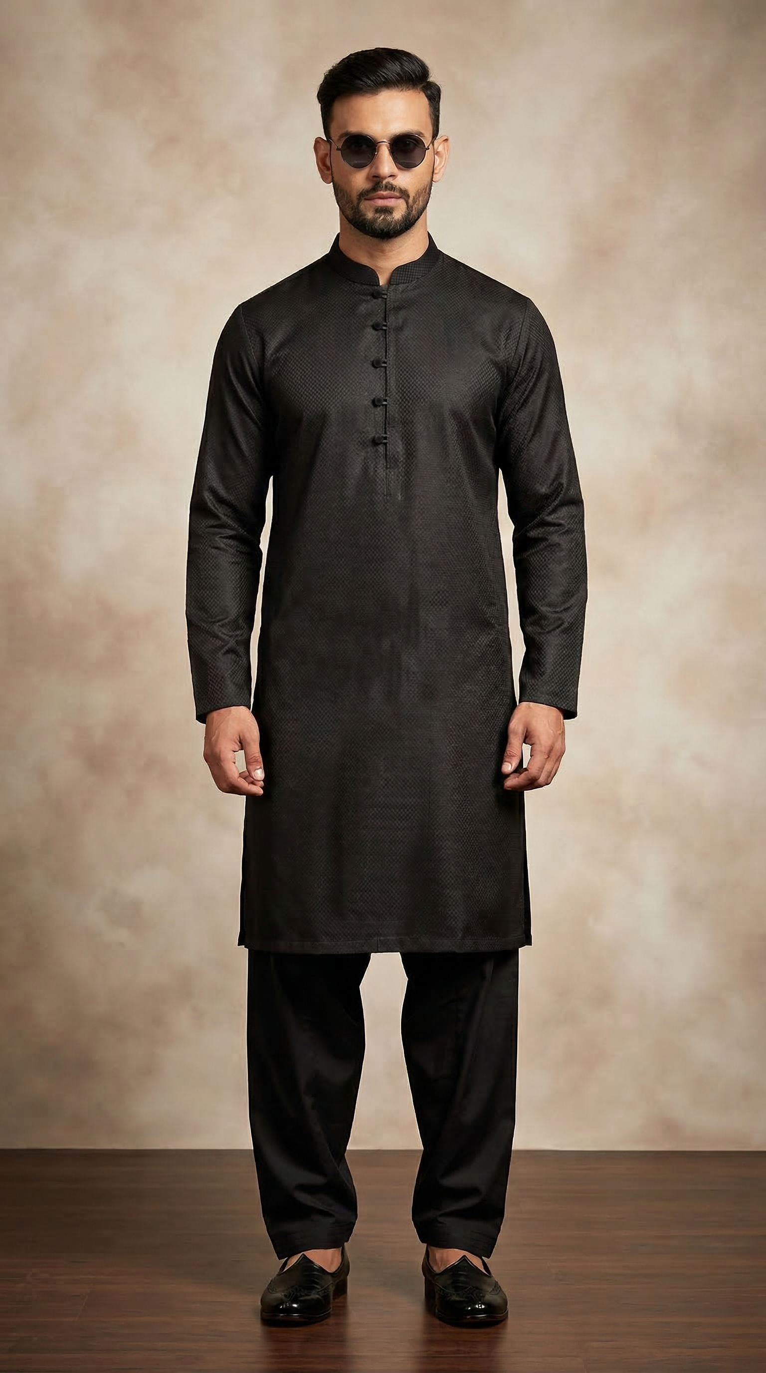 Men's Black Jacquard Shalwar Kameez