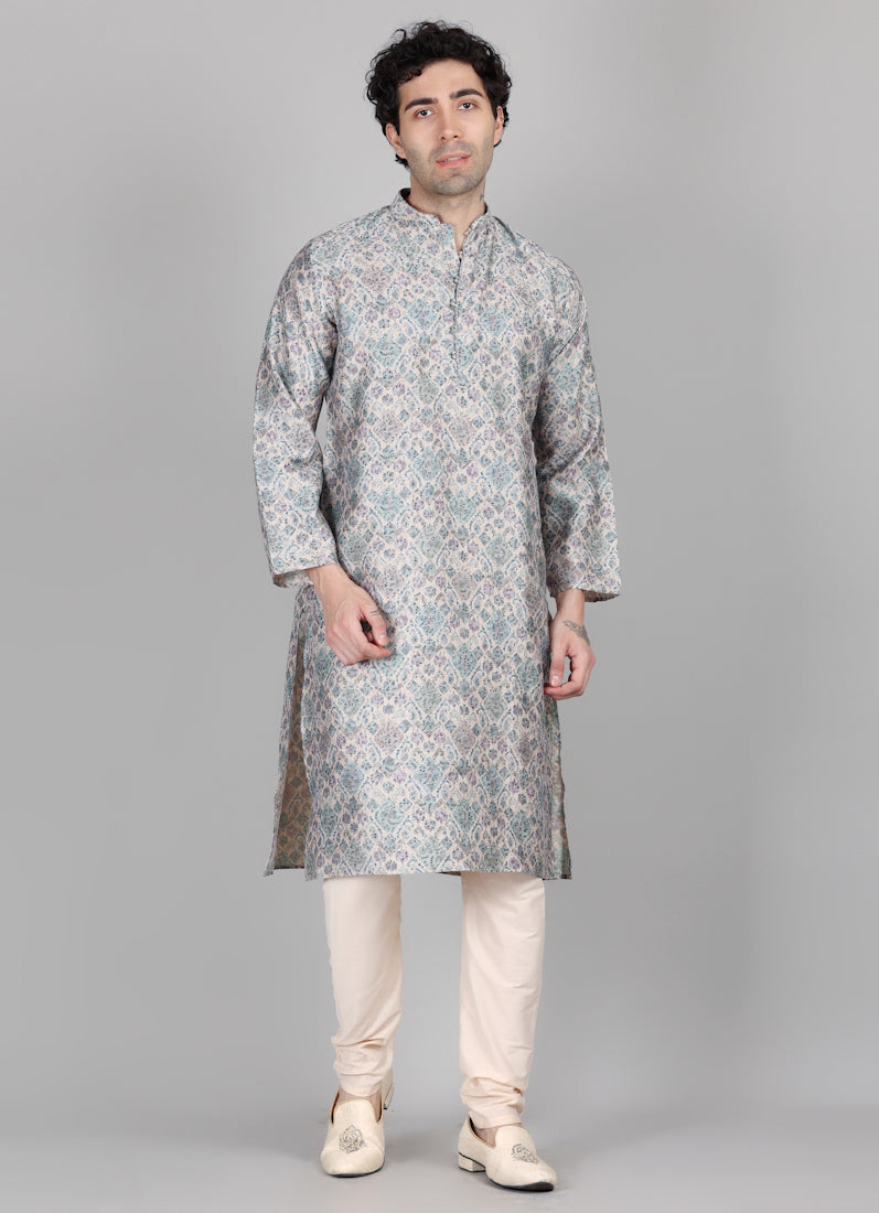 Men's Multi Colour Printed Kurta Pajama Set