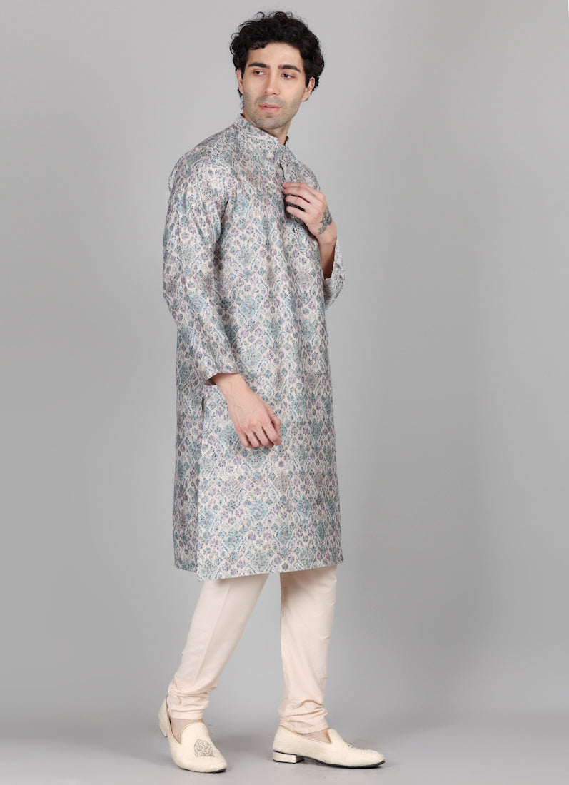 Men's Multi Colour Printed Kurta Pajama Set