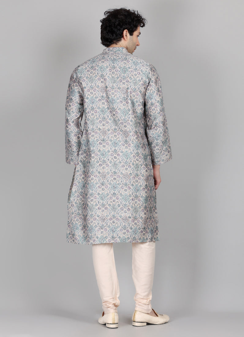 Men's Multi Colour Printed Kurta Pajama Set