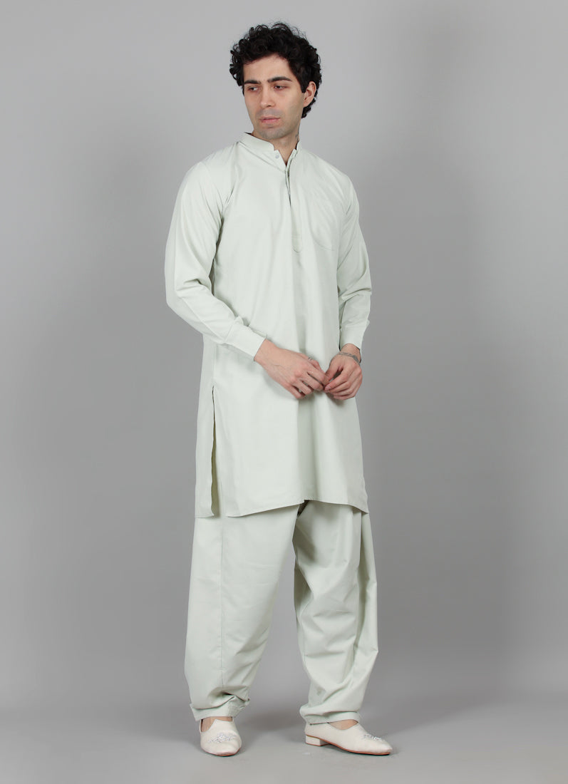 Men's Pista Green Salwar Set