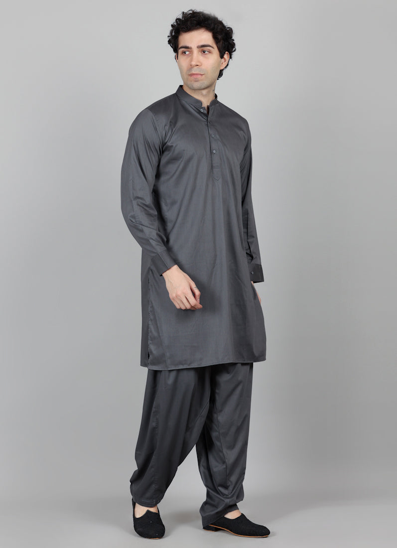 Men's Dark Grey Salwar Set