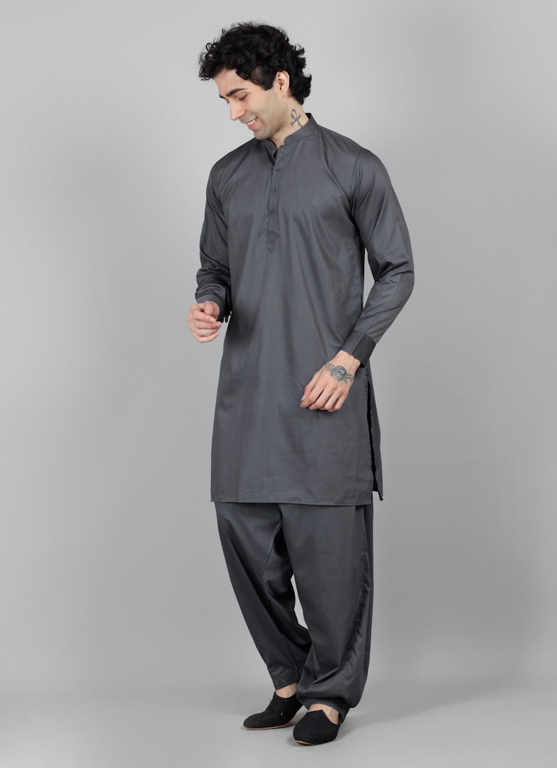 Men's Dark Grey Salwar Set