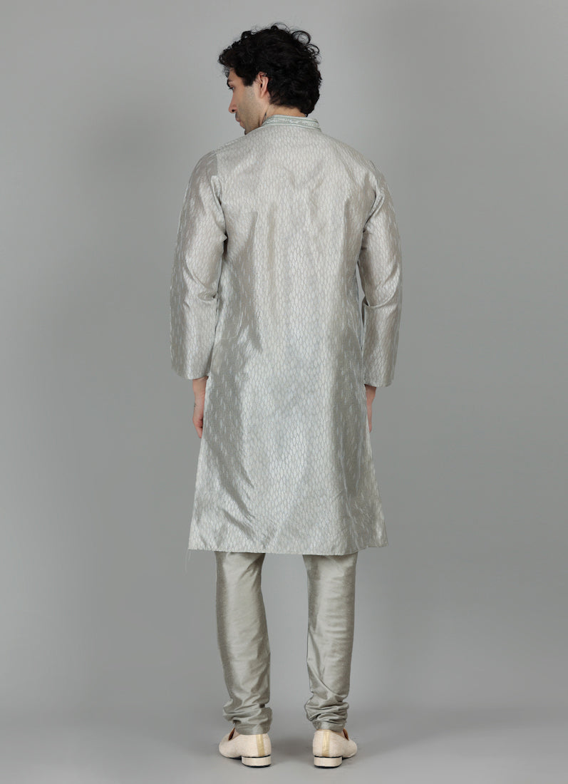 Men's Pista Green Resham Embroidered Payjama Set