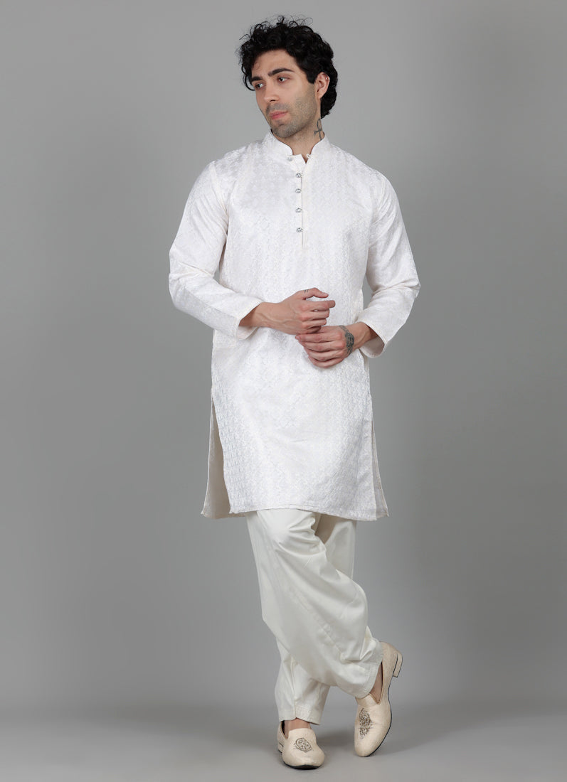 Men's Ivory Brocade Salwar Set