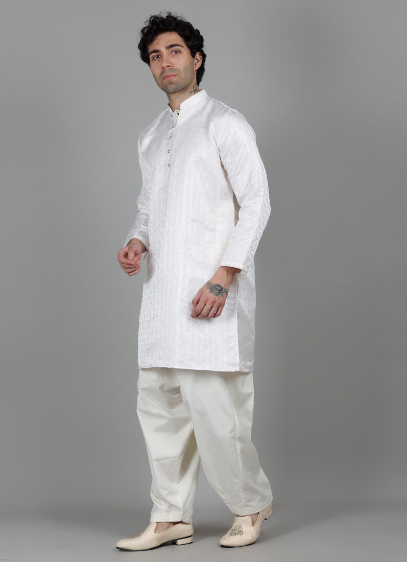 Men's Ivory Brocade Salwar Set
