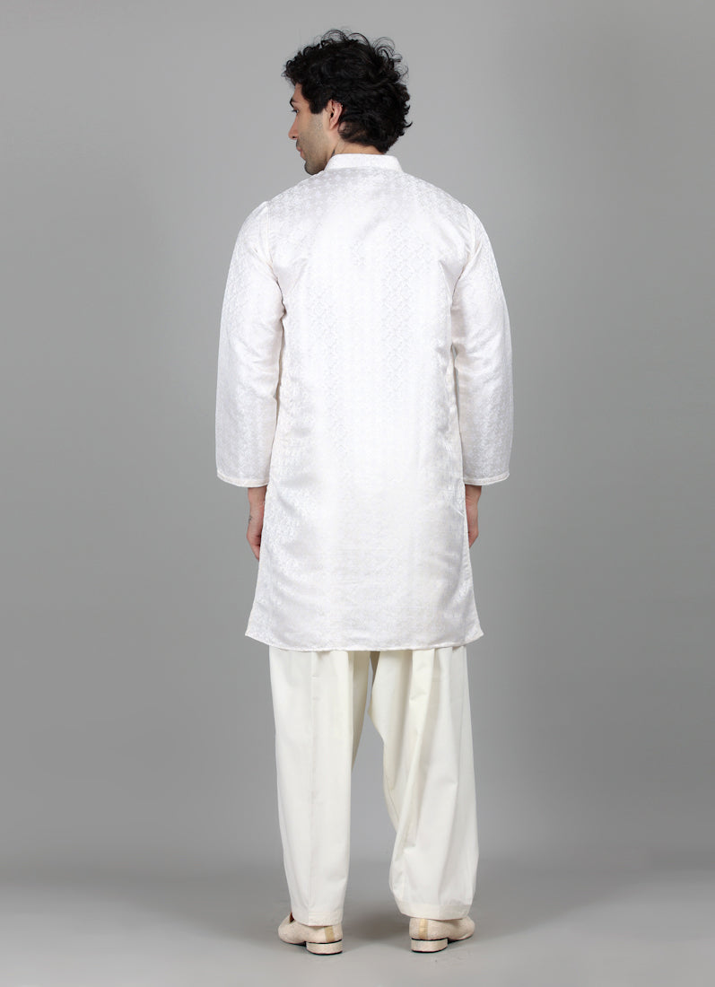 Men's Ivory Brocade Salwar Set