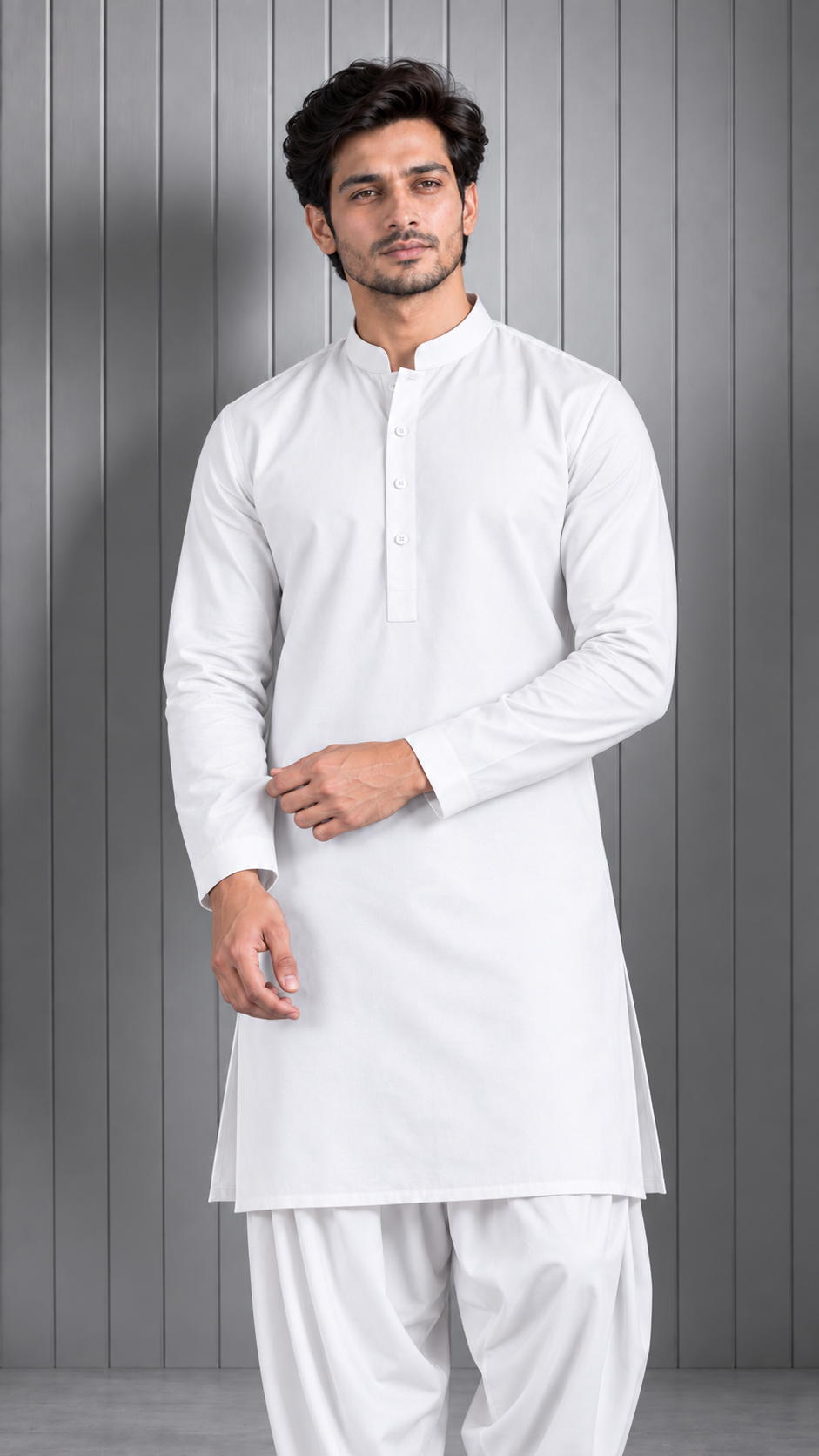 White Plain Kurta and Shalwar Menswear