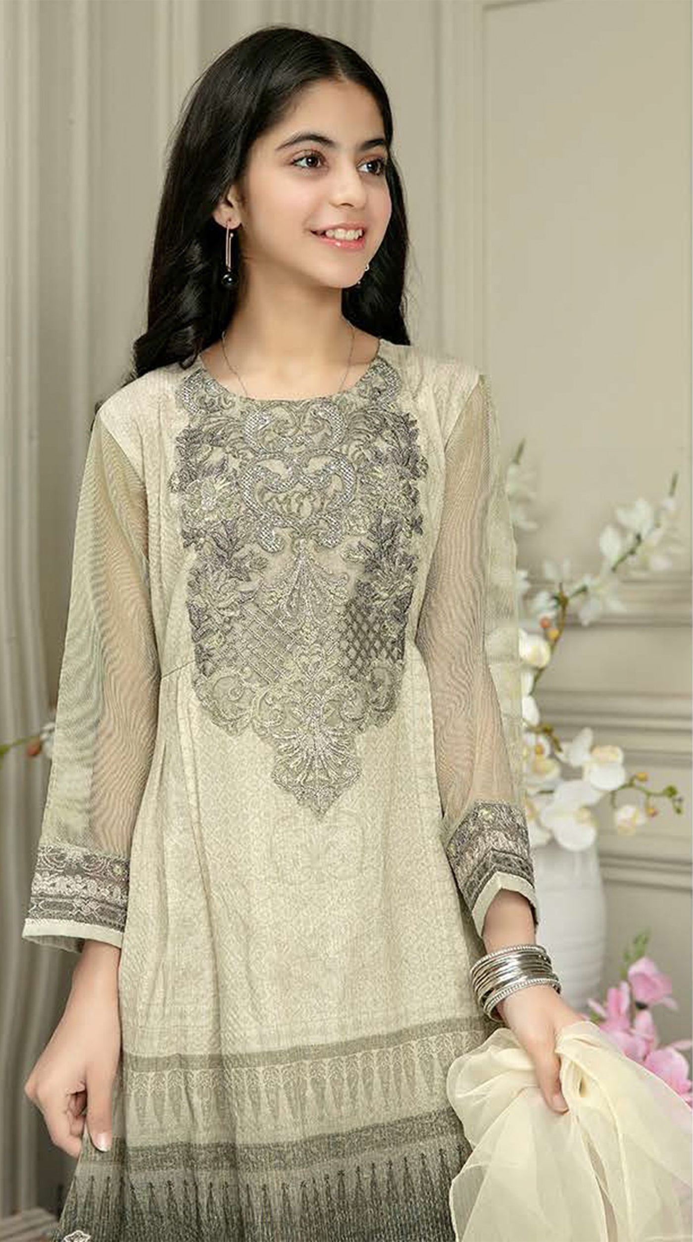 Kids Light Pastel Emroidered Lawn Suit Set