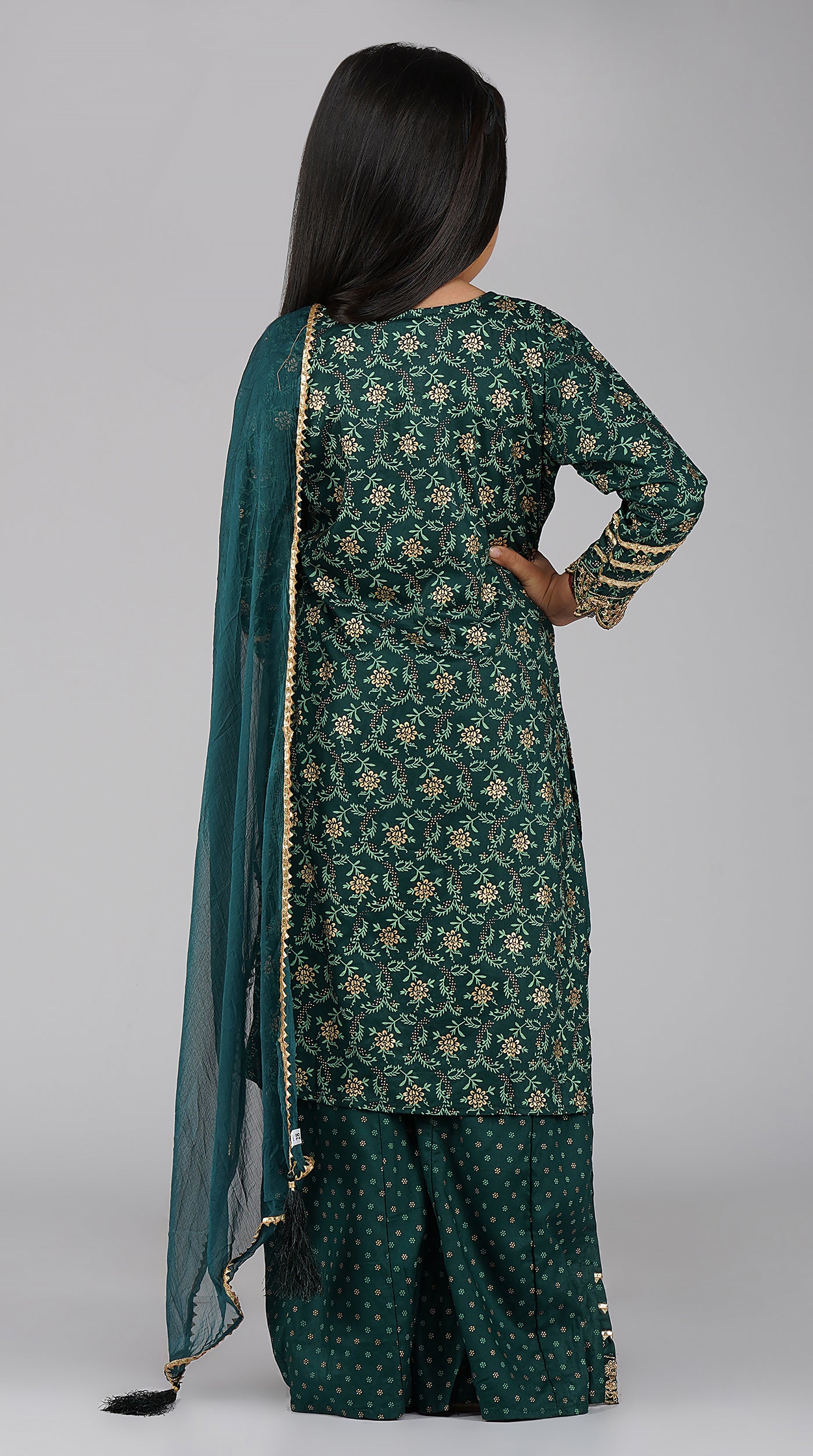 Kids Embroidered Sharara Suit Set