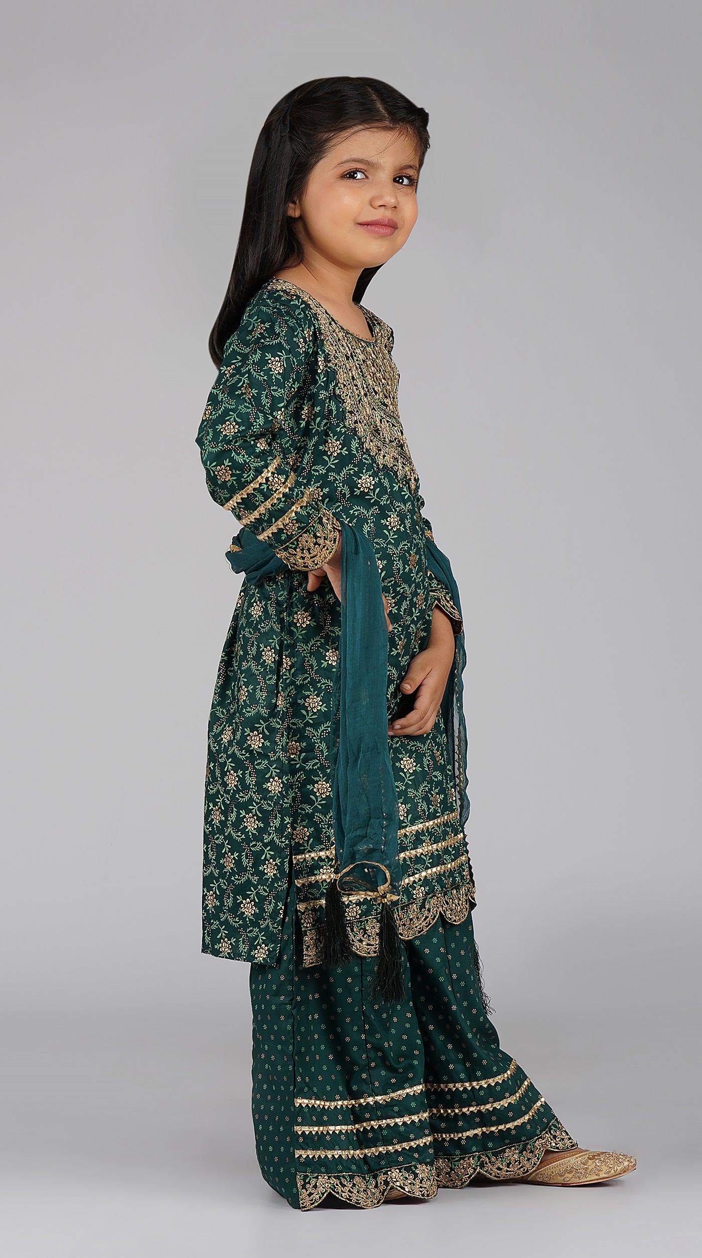 Kids Embroidered Sharara Suit Set