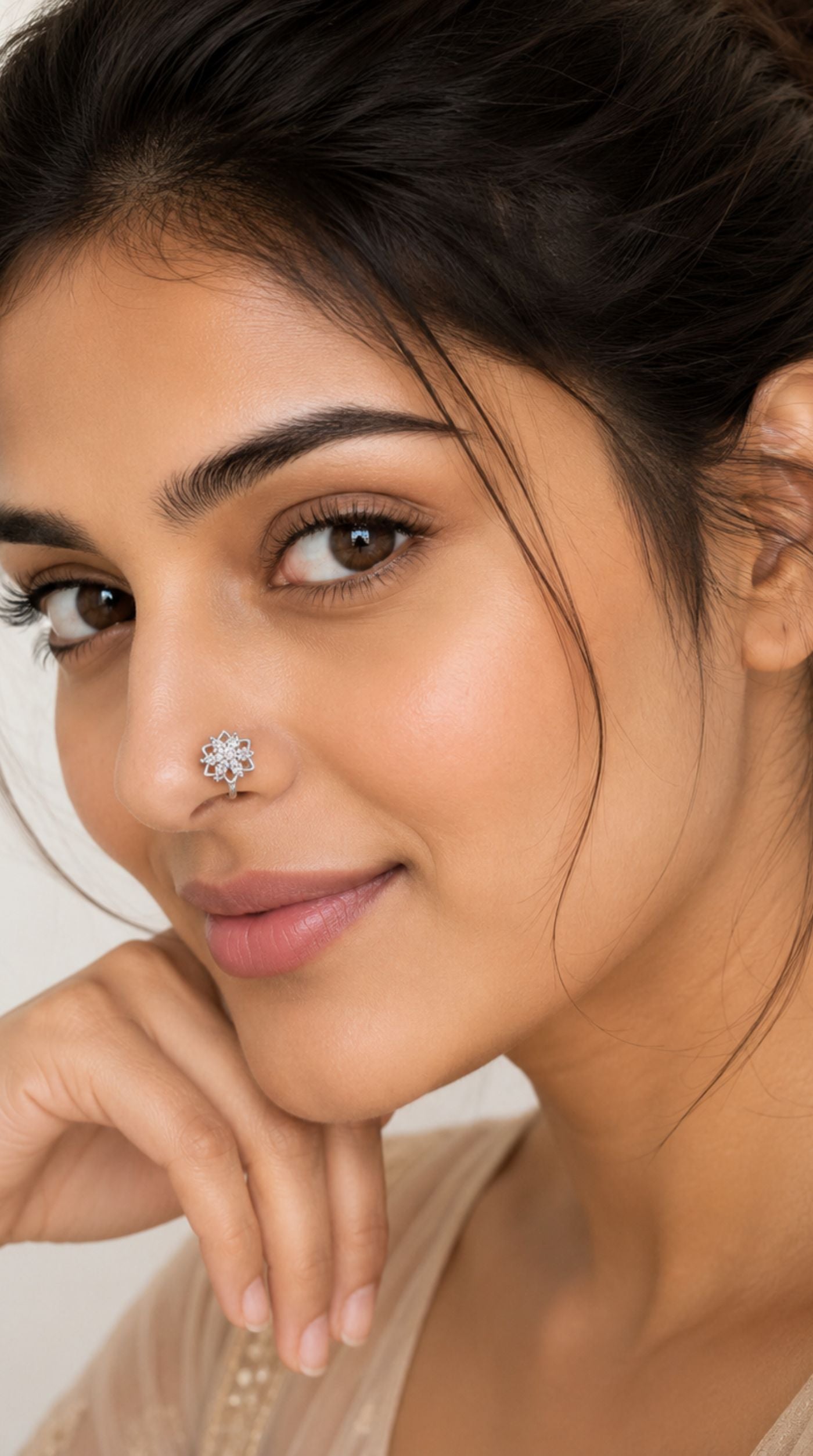 Oxidised Silver Elegant Nose Ring