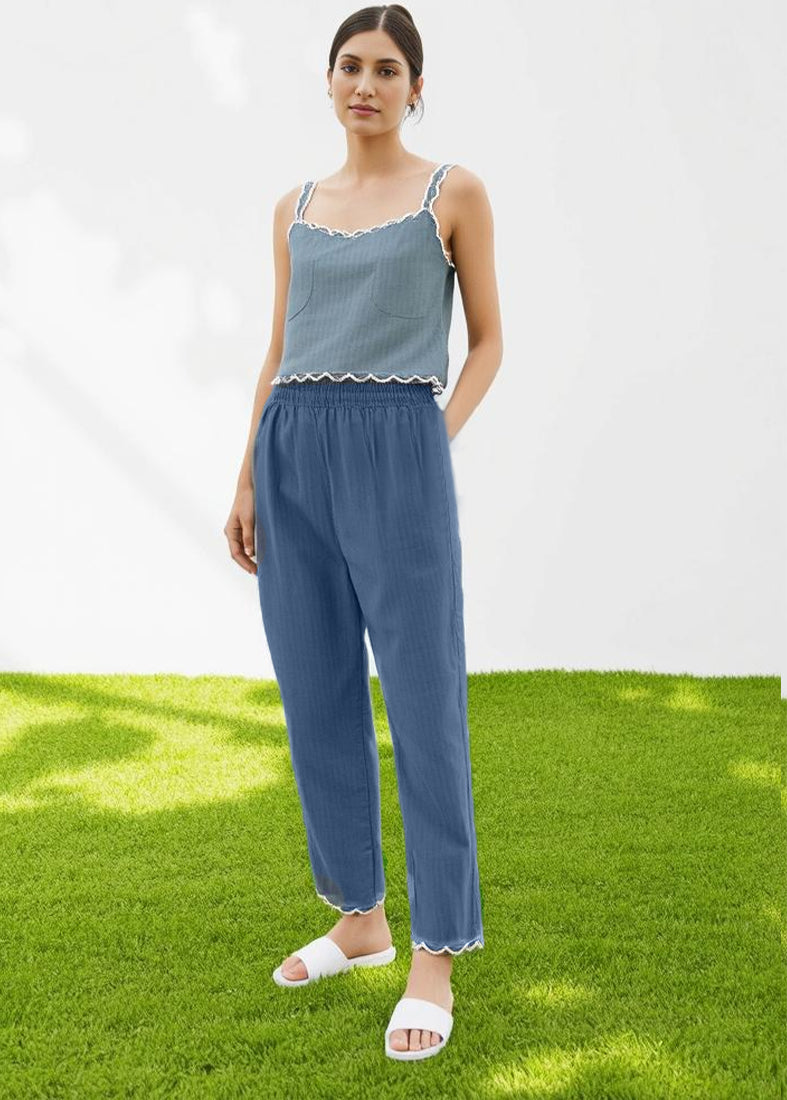 Blue Cotton Trousers