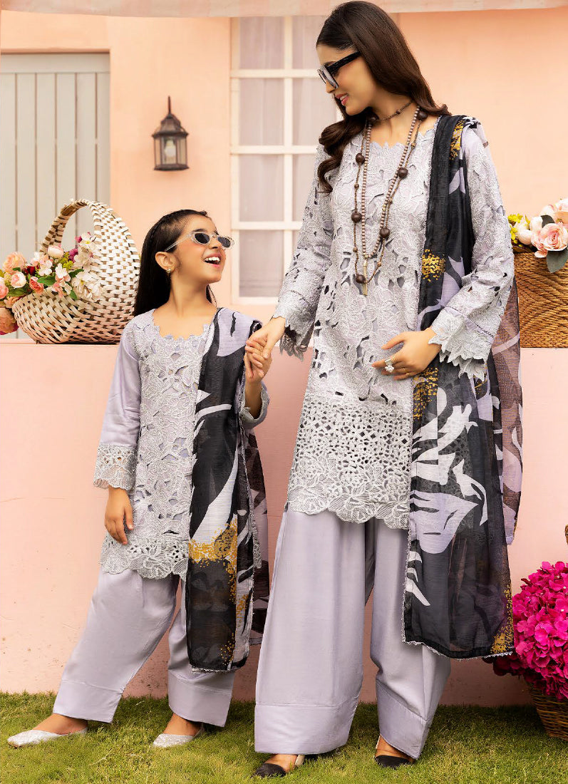 Kid's Grey Cutwork Suit Set