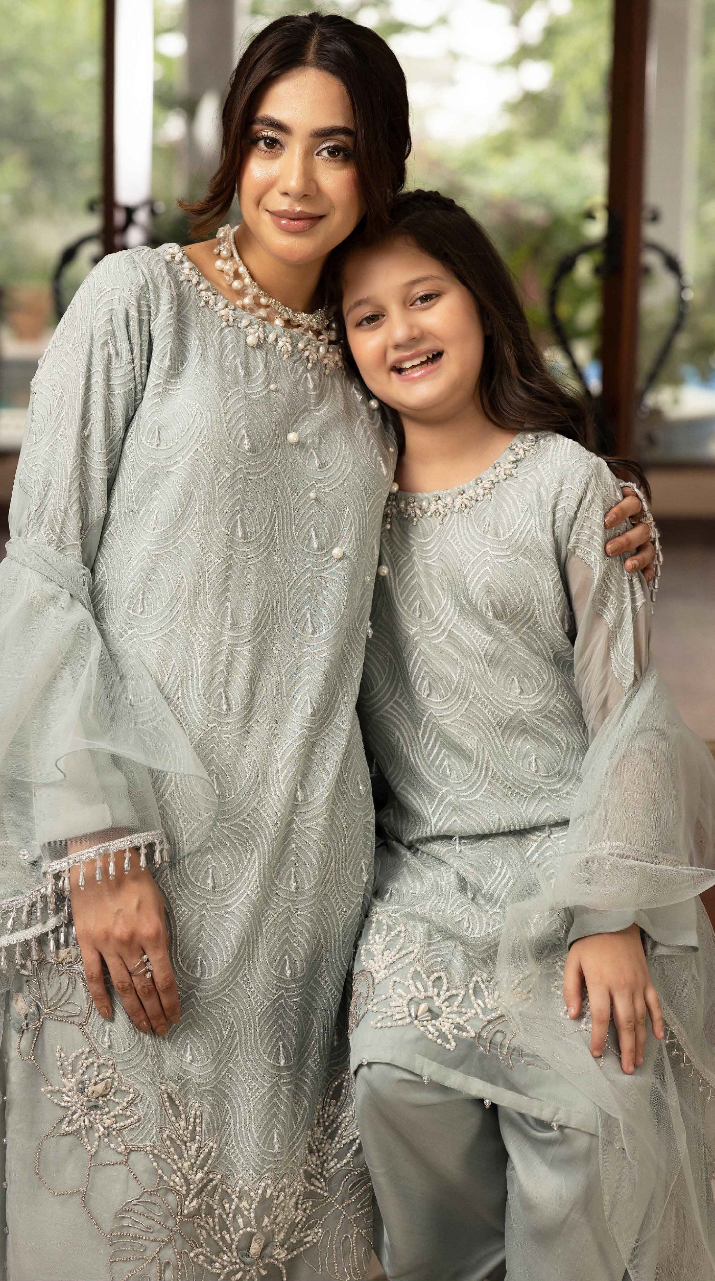 Sage Aura Mini Chikankari Chiffon Farshi Salwar Set