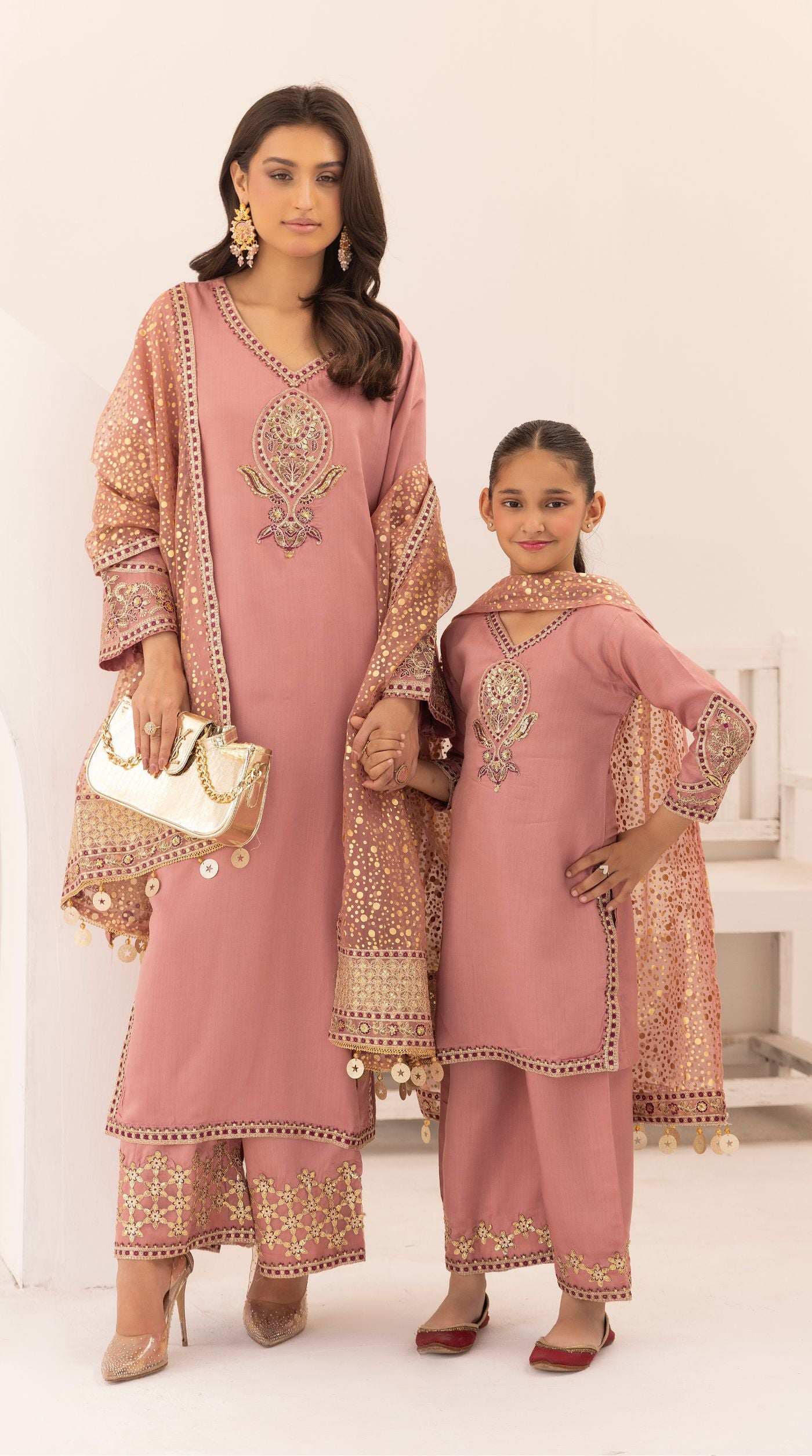 Dusty Rose Embroidered Salwar Kameez – Elegant Pakistani Festive Suit