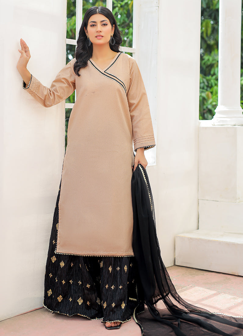 Nude-Black Sharara Suit Set