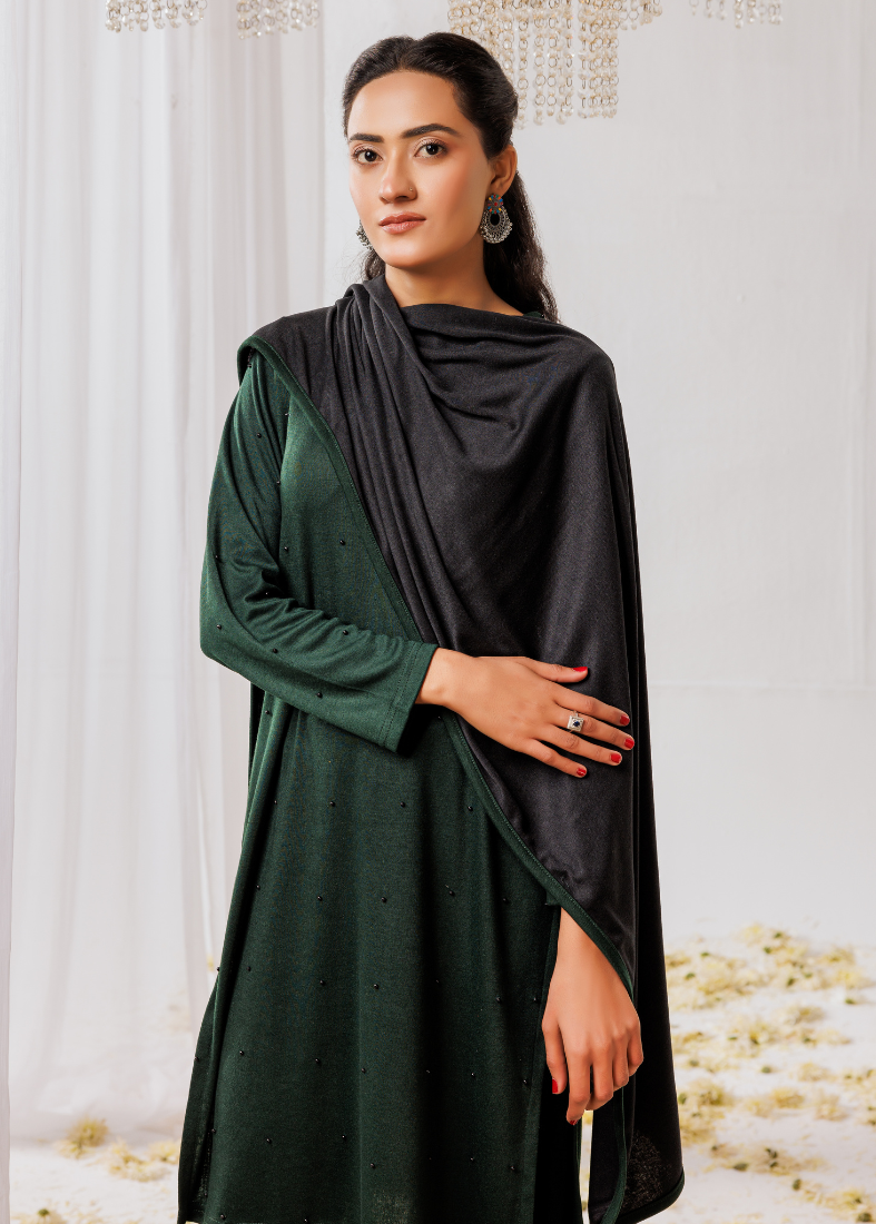 Green Woollen Knitwear Suits with Dupatta
