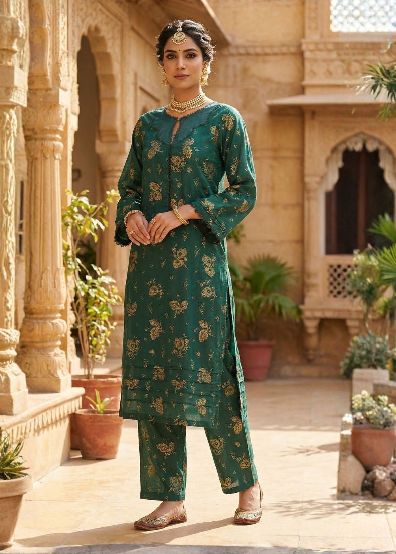 Teal Lawn Printed Co-ord Set