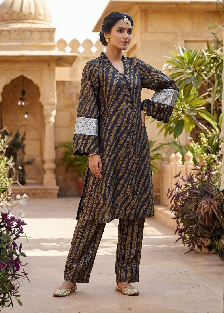 Black Lawn Printed Co-ord Set