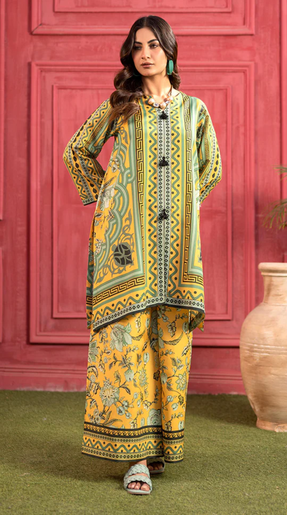 Yellow Lawn Printed Co-ord Set