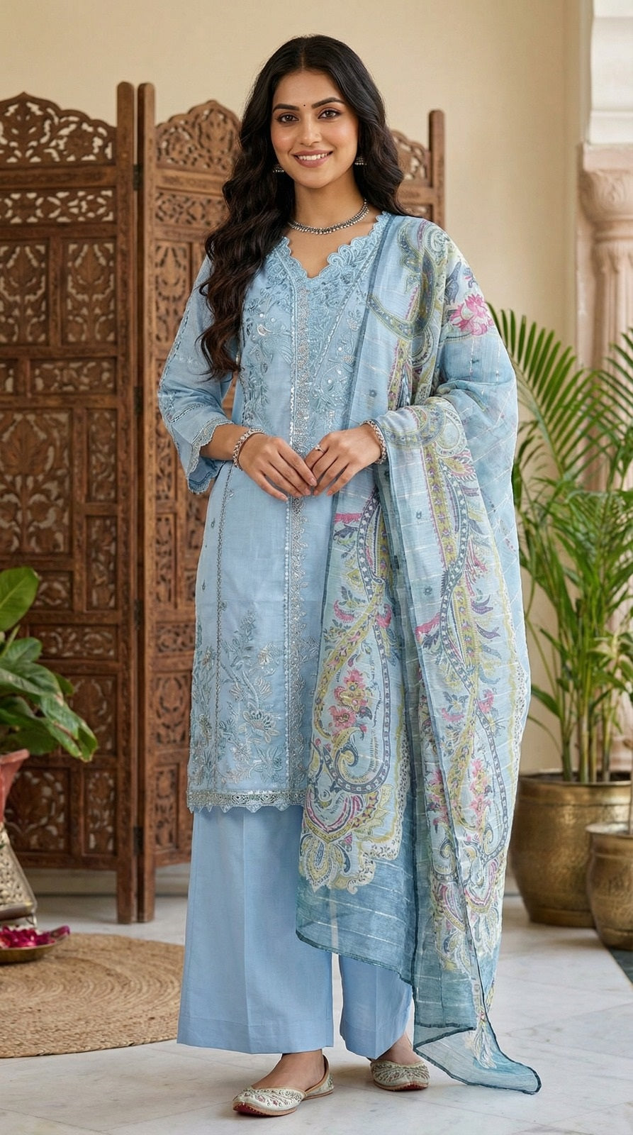 Blue Bloom Net Suit Set