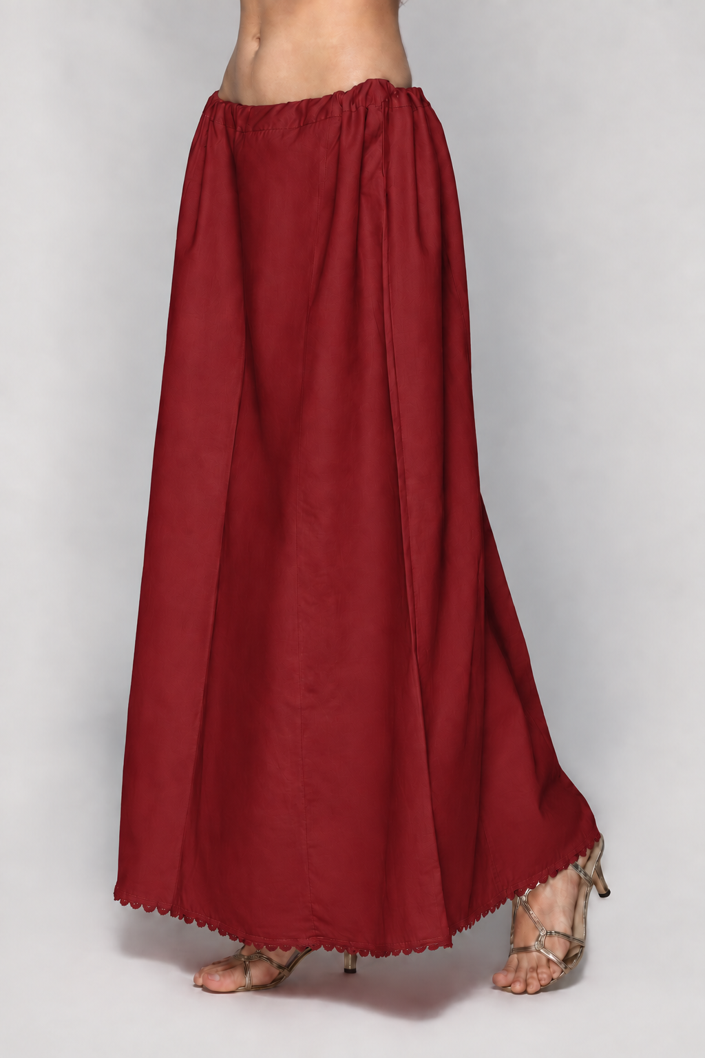 Adjustable Fit Maroon Cotton Saree Petticoat