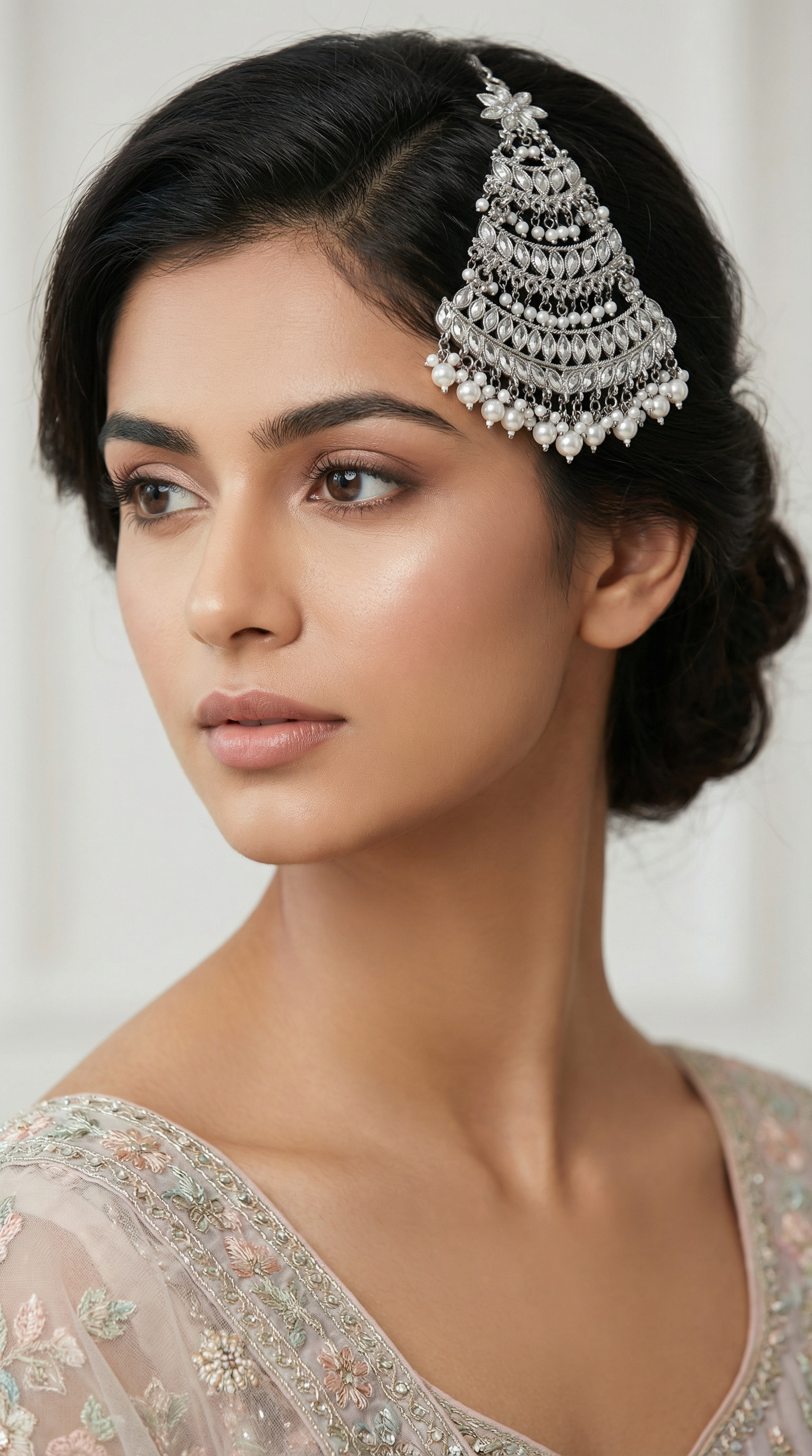 Silver Delicate Pearl & Diamonte Passa